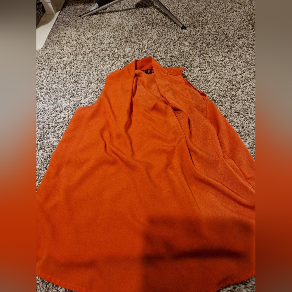 Orange Sleeveless Blouse